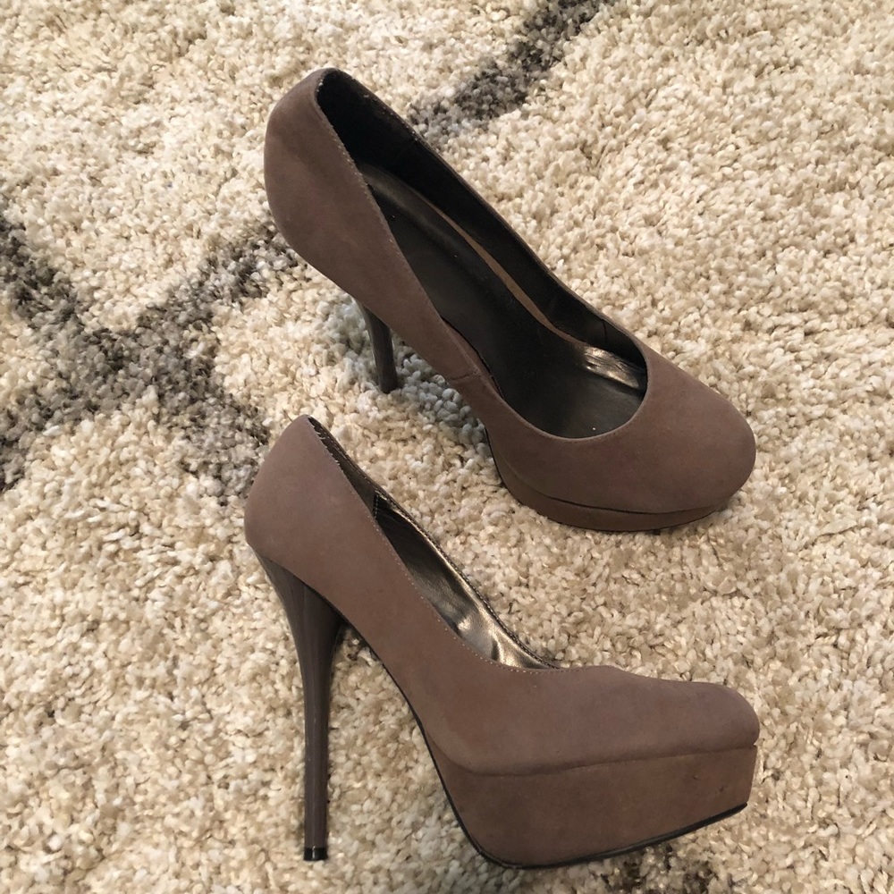Taupe suede heels
